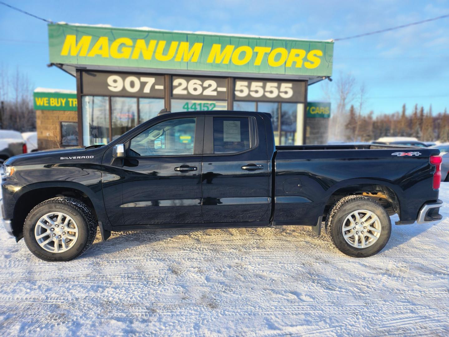 2020 Black /Black Chevrolet Silverado 1500 LT Double Cab 4WD (1GCRYDEDXLZ) with an 5.3L V8 OHV 16V engine, 6A transmission, located at 1960 Industrial Drive, Wasilla, 99654, (907) 274-2277, 61.573475, -149.400146 - Photo#0